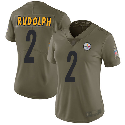 Women Pittsburgh Steelers Football #2 Limited Olive Mason Rudolph 2017 Salute to Service Nike NFL Jersey